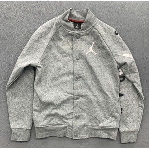 Jordan Boys Lite Track Jacket Medium 10-12yrs Gray Button Up Long Sleeve